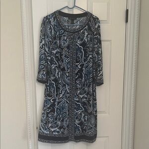INC paisley Blue and Black Patterned Dress